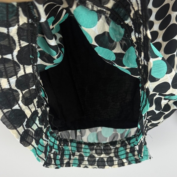 Zac & Rachel Casual Teal & Black Polka Dot Extra Large Long Sleeve Blouse - Picture 8 of 11